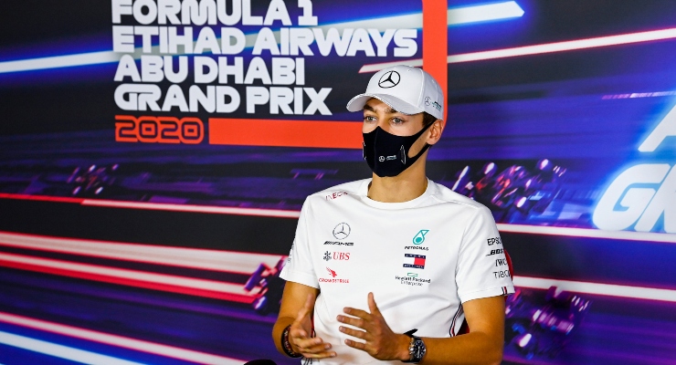 George Russell, Mercedes-AMG Petronas F1 in the press conference (Getty Images)