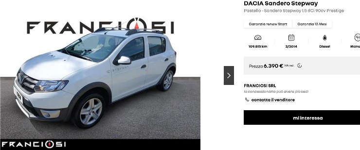 Dacia Sandero prezzo strepitoso