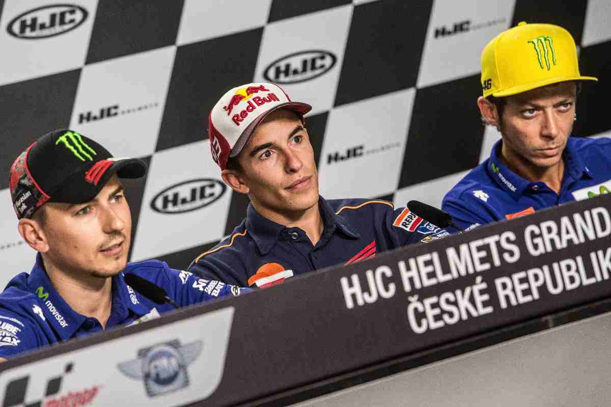 Jorge Lorenzo, Valentino Rossi, Marc Marquez a confronto